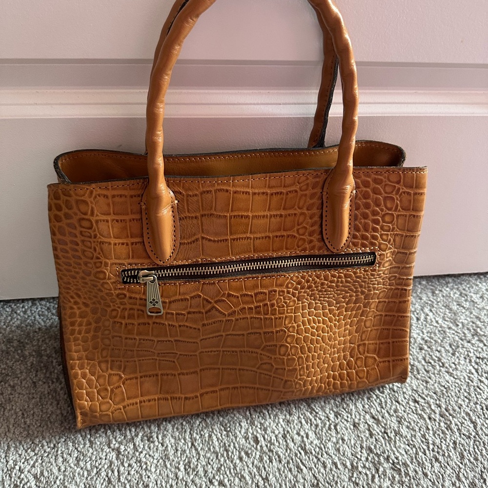 Patricia Nash Tan Satchel with Crocodile Embossed Design